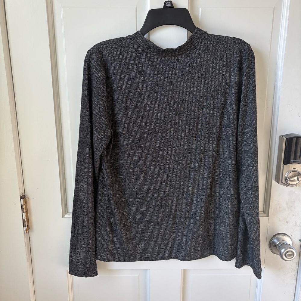 ANN TAYLOR Silky Charcoal Heather Gray Button-Down Cardigan Top Size L - Picture 4 of 4